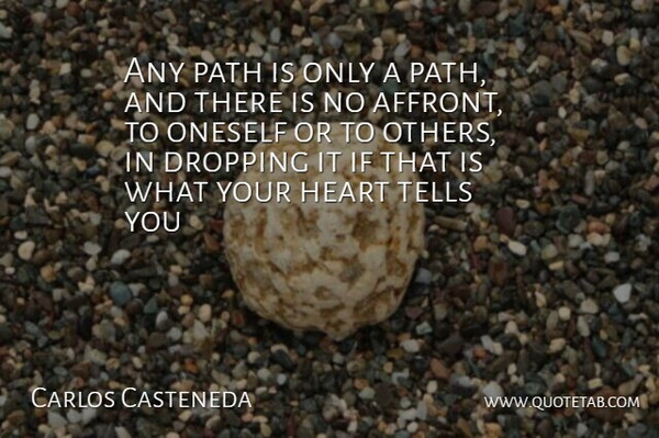 Any path is only a path, and there is no affront, to oneself or to others, in dropping it if that is what your heart tells you